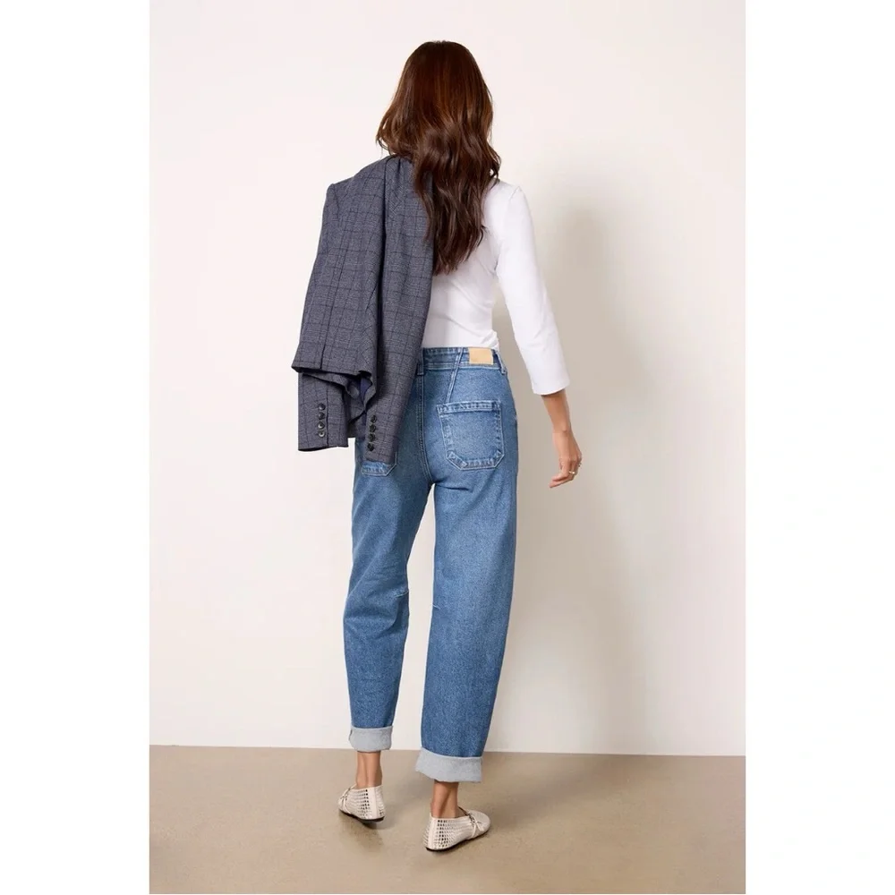 Paige Alexis Barrel Jeans 29 Ryland Denim Blue Casual Minimalist Classic Trendy - Picture 3 of 16